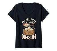Damen Süße gedämpfte Knödel, asiatisches Lebensmittelliebhaber-Design T-Shirt mit V-Ausschnitt