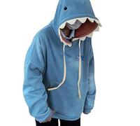 Damen Süßer Hai-Hoodie Langärmliger Kapuzenpullover Teenager Mädchen Sport Casual Pulli Oberteile in Kawaii-Tierhai-Form Übergroße Sweatshirts Herbst Winter Warme Langarm Pullover