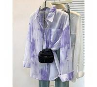 Damen süßes Batik-Langarmshirt aus leichtem, luftigem Material, lässiger Outdoor-/Urlaubsmode für Frühling/Sommer