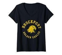 Damen SUNY Brockport Golden Eagles Retro Distressed T-Shirt mit V-Ausschnitt