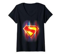 Damen Superman (2025) Glowing Shield T-Shirt mit V-Ausschnitt