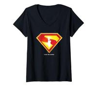 Damen Superman 2025 Movie Take Me Home Shield T-Shirt mit V-Ausschnitt