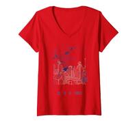 Damen Superman Kinder-Superheld mit Umhang, Daily Planet DC Comic-Trend T-Shirt mit V-Ausschnitt