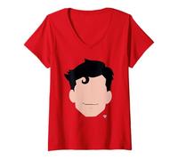 Damen Superman Large Face T-Shirt mit V-Ausschnitt