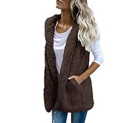 Damen-Sweatjacke - Damenjacke Winter Warm Hoodie Outwear Casual Coat Pullover Damen mit Blumen, coffee, 48