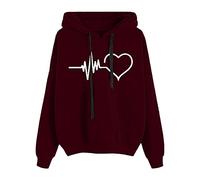 Damen Sweatshirt Damen Hoodies Unifarben Sweatshirt Gestreifte Pullover Casual Kapuzenpullover mit Druck Hoodie Langarm Shirts Kordelzug Oberteil Pulli Langarmshirt Freizeit Sport Fitness Pullover