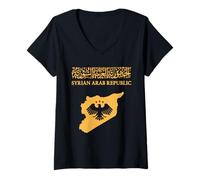 Damen Syrien-Logo, Syrien, Syrien-Karte, syrisch. T-Shirt mit V-Ausschnitt