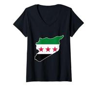 Damen Syrien, Syrien-Karte, Syrien-Flagge, Syrisch. T-Shirt mit V-Ausschnitt