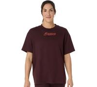 Damen T-Shirt Asics Logo - dark currant - Lila (L)
