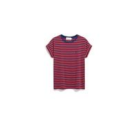 Damen T-Shirt aus Bio-Baumwolle IDAARA Stripes Loose Fit Blue Noon-Coral Blush