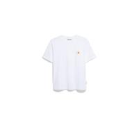 Damen T-Shirt aus Bio-Baumwolle LUALAA Flower Regular Fit White-Early Yellow