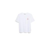 Damen T-Shirt aus Bio-Baumwolle LUALAA Flower Regular Fit White-Pale Umber