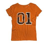 Damen T-Shirt General Lee Inspired Comic Zeichentrick Dame The Dukes of Hazzard - Orange Vintage, S