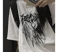 Damen T-Shirt Harajuku Y2K Top Harajuku Retro Korean Style Black Demon Punk Gothic Anime Print Kleidung Übergröße
