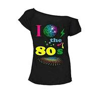 Damen T-Shirt I Love 80s Stars Globe für Junggesellinnenabschied Gr. XX-Large 46-48, Schwarz