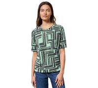 Cecil Two Tone Printed Burnout Shirt Slate Khaki S