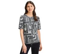 Rundhalsshirt CECIL, Damen, Gr. XS (36), blau (universal blau), Stoff, 65% Polyester, 35% Viskose, bedruckt, comfort fit normal, Rundhals, Bündchen, Shirts, aus softem Materialmix (57318064-XS) univer