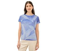 Print-Shirt CECIL, Damen, Gr. M (40), urban navy blau, Stoff, 65% Polyester, 35% Viskose, bedruckt, comfort fit normal, U-Boot-Ausschnitt, Umschlagbund, Shirts, mit Elastikbund (74067838-M) urban navy