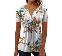 Damen T Shirt Kurzer Arm Taifun Damen Shirt Satin Top Damen Langarmshirt Damen Polizei Tshirt Seidenbluse Damen Tops Crop Top Weiß(1-White, XL)