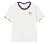 Damen T-Shirt Lacoste Ultra Dry Tennis Heritage Badge - white/navy blue - Weiß (XXS)