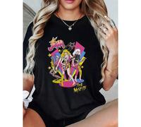 Damen-T-Shirt mit 80er-Jahre-Retro-Rockband-Grafikprint, 220 g/m², Sommer-Freizeitkleidung, 100 % Baumwolle, Rundhalsausschnitt