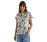 T-Shirt CECIL, Damen, Gr. L (42), vanilleweiß, Stoff, 50% Baumwolle, 50% Modal, gemustert, normal normal, U-Boot-Ausschnitt, abgesteppt, Shirts T-Shirt, mit U-Boot-Ausschnitt (87364849-L) vanilleweiß