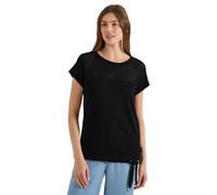 Cecil Damen T-Shirt mit Boatneck und Mesh-Einsatz in Schwarz, Gr: XXL