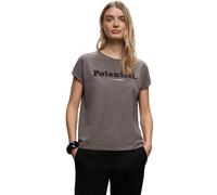Street One Damen T-Shirt mit Bouclé Wording Braun Größe 38
