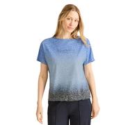 Print-Shirt CECIL, Damen, Gr. XXL (46), blau (pastel blau), Stoff, 65% Polyester, 35% Viskose, bedruckt, gerade normal, U-Boot-Ausschnitt, Bündchen, Shirts, mit U-Boot-Ausschnitt (44805918-XXL) pastel