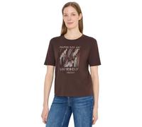 Print-Shirt CECIL, Damen, Gr. M (40), macchiato braun, Web, 100% Baumwolle, bedruckt, comfort fit normal, Rundhals, abgesteppt, Shirts, mit Wording und Print (28238109-M) macchiato braun