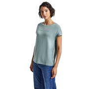T-Shirt STREET ONE, Damen, Gr. 40, arona blau, Jersey, Obermaterial: 76% Viskose, 20% Modal, 4% Elasthan, bedruckt, casual, normal hüftbedeckend, Rundhals, Kurzarm, Shirts, mit Glitzerdetails (9478513