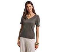 Street One Frauen T-Shirt mit Herzausschnitt in Braun, Gr: 36