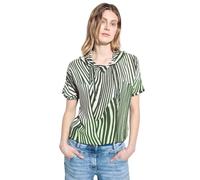 Kapuzenshirt CECIL, Damen, Gr. XXL (46), grün (cool khaki), Stoff, Vorderteil: 100% Viskose; Rückseite: 50% Modal, 50% Baumwolle, gestreift, gerade hüftlang, ohne Ausschnitt, Bündchen, Shirts Kapuzens