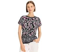 CECIL Damen B321528 T-Shirt mit Materialmix, Black, M