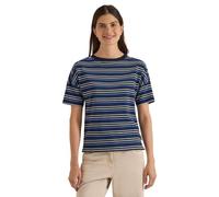 Print-Shirt CECIL, Damen, Gr. XXL (46), urban dunkelblau, Web, 100% Baumwolle, gestreift, comfort fit normal, U-Boot-Ausschnitt, normaler Saum, Shirts, mit bunten Streifen (51520658-XXL) urban dunkelb