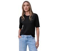 Street One Frauen T-Shirt mit Rundhals im Strick-Look in Schwarz, Gr: 40