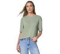 Street One Frauen T-Shirt mit Rundhals im Strick-Look in Grün, Gr: 40