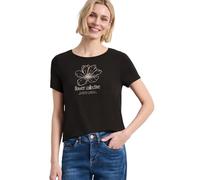 Street One Frauen T-Shirt mit Rundhals und Artwork in Braun, Gr: 44