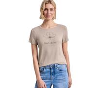 Street One Frauen T-Shirt mit Rundhals und Artwork in Beige, Gr: 36