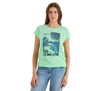 Print-Shirt CECIL, Damen, Gr. M (40), juicy lime, Stoff, 65% Polyester, 35% Viskose, bedruckt, comfort fit normal, Rundhals, Bündchen, Shirts, mit Frontprint (55118808-M) juicy lime