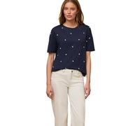 Rundhalsshirt STREET ONE STUDIO, Damen, Gr. 36, midnight muse, Web, 50% Baumwolle, 50% Modal, gemustert, normal normal, Rundhals, abgesteppt, Shirts Rundhalsshirt, Jersey (58078347-36) midnight muse
