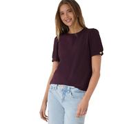 Street One Studio Frauen T-Shirt mit Rundhals und Knopfdetail in Lila, Gr: 42