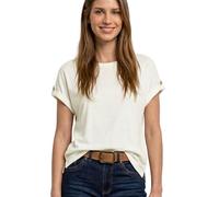 Shirttop STREET ONE, Damen, Gr. 36, sanftes weiß, Jersey, Obermaterial: 50% Baumwolle, 50% Modal, unifarben, hüftbedeckend, Rundhals, 1-Knopf-Manschette, Tops Shirttop, Sommershirt mit Rundhals und Kn