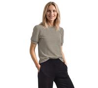 T-Shirt STREET ONE, Damen, Gr. 40, beige (schwarz), Web, 95% Baumwolle, 5% Elasthan, gestreift, regular fit normal, Rundhals, Bündchen, Shirts T-Shirt, Jersey (40870801-40) schwarz