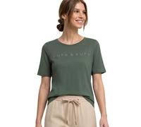 Kurzarmshirt STREET ONE, Damen, Gr. 36, bound grün, Jersey, Obermaterial: 50% Baumwolle, 50% Modal, bestickt, unifarben, normal hüftbedeckend, Rundhals, Shirts, Sommershirt mit Rundhals und Schmuckste