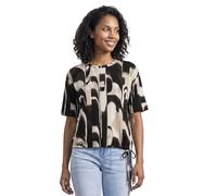 Rundhalsshirt STREET ONE, Damen, Gr. 40, espresso braun, Stoff, 95% Viskose, 5% Elasthan, gemustert, regular fit normal, Rundhals, abgesteppt, Shirts Rundhalsshirt, aus strecthigem Viskosematerial (17