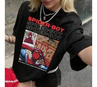 Damen-T-Shirt mit Spider-Man-Comic-Print für den Sommer, Oversized-Schnitt und lockere kurze Ärmel, perfekt für den lässigen Alltag im Frühling und So