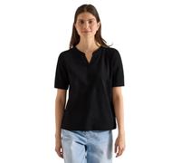 Damen T-Shirt mit Split Neck und Crochet-Tape