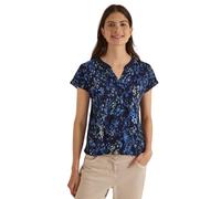 Cecil T-Shirt Split Neck mit Print Damen Gr. L urban dunkelblau