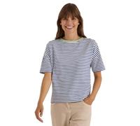 Cecil Damen T-Shirt mit Streifen und Kontrastdetail in Blau, Gr: XL